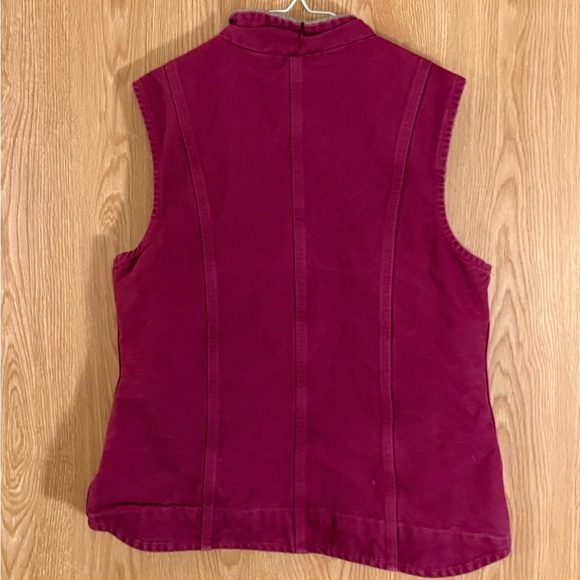Carhartt Dark Pink Duck Canvas Sherpa Lining Waterproof Outdoor Work Vest - Picture 3 of 7